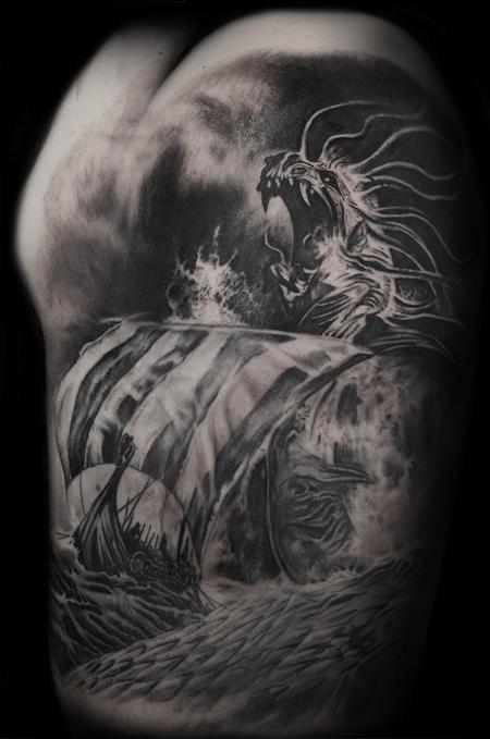 Tattoos - viking sea serpent piece - 129874